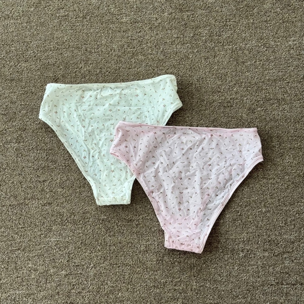 SKIMS Fits Everybody High Waisted Thong 2-Pack Floral Pink White‎ XL NWOT